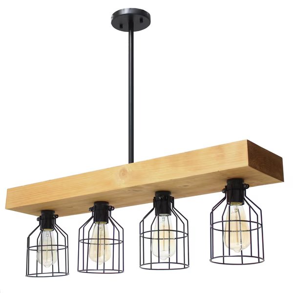 4 Light Farmhouse Beam Pendant, Light Wood, Lalia Home, Mfr#: LHC-1001-LW